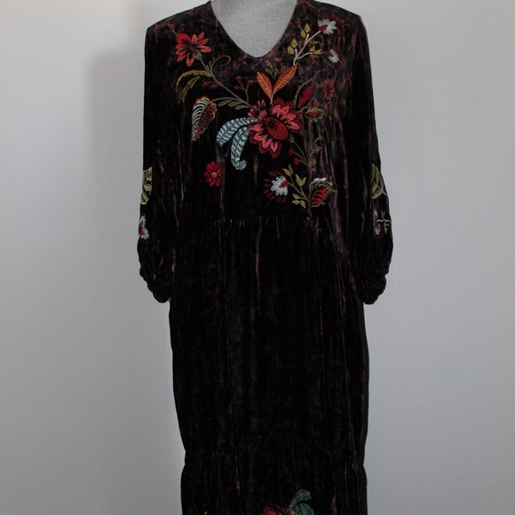 NWT Johnny Was Workshop JWLA Biya Embroidered Velvet Isabella Tiered Dress - Picture 3 of 10